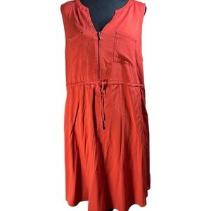 Torrid Orange Sleeveless‎ Zip Front Drawstring Waist Utility Dress Plus summer